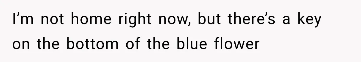 I’m not home right now, but there’s a key on the bottom of the blue flower