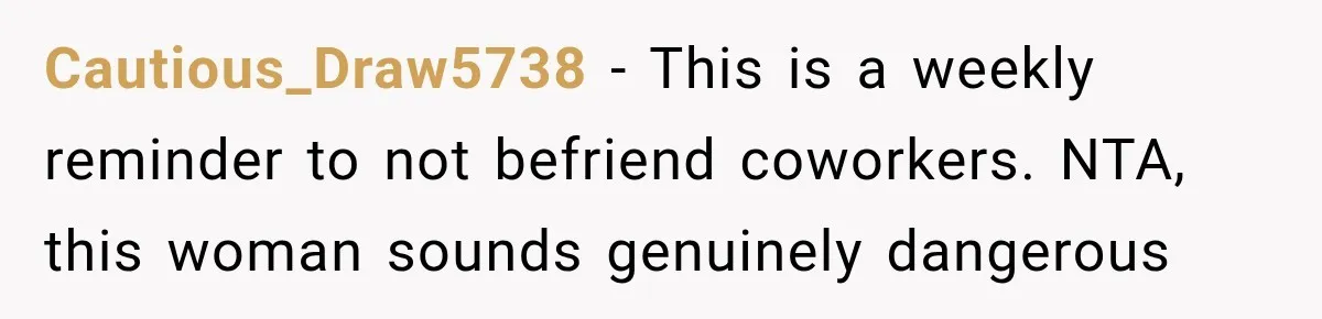 She Tried to Handle Her Difficult Coworker Through Supervisors, Then Went to HR After a Headlock Cautious_Draw5738 − This is a weekly reminder to not befriend coworkers. NTA, this woman sounds genuinely dangerous