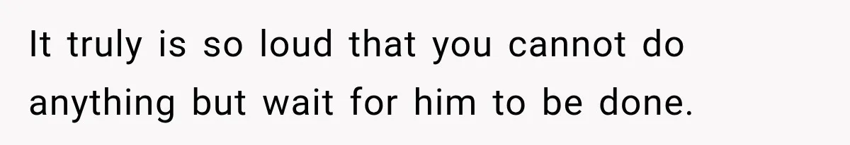 It truly is so loud that you cannot do anything but wait for him to be done.