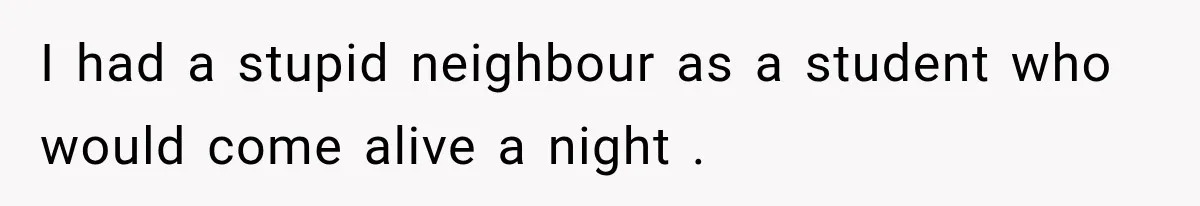I had a stupid neighbour as a student who would come alive a night .