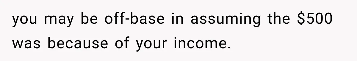 you may be off-base in assuming the $500 was because of your income.