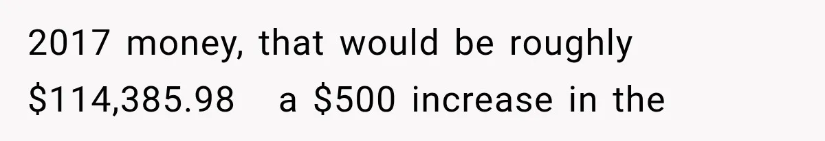 2017 money, that would be roughly $114,385.98   a $500 increase in the