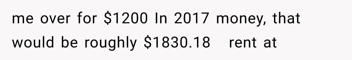 me over for $1200 In 2017 money, that would be roughly $1830.18   rent at