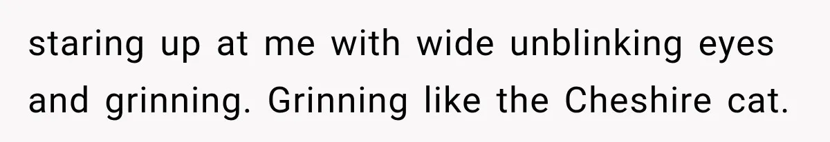 Man Thinks His Wife Is Playing a Creepy Peeking Game, Then Finds Her Hiding Under the Bed With a Shard of Glass staring up at me with wide unblinking eyes and grinning. Grinning like the Cheshire cat.
