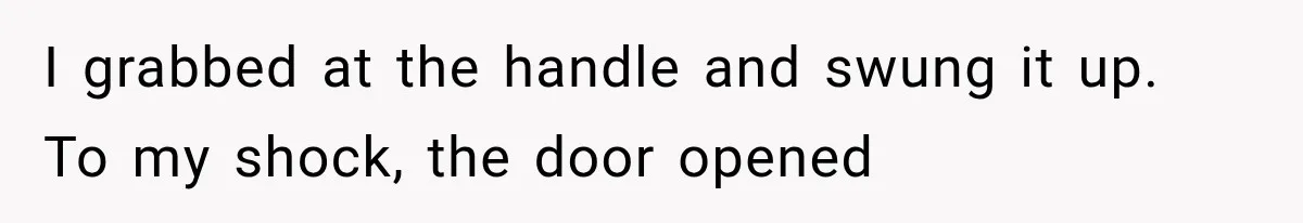 Man Wakes Up Mid-Flight Over an Endless Ocean, Then Realizes Every Clock Is Frozen at 4:03 AM I grabbed at the handle and swung it up. To my shock, the door opened