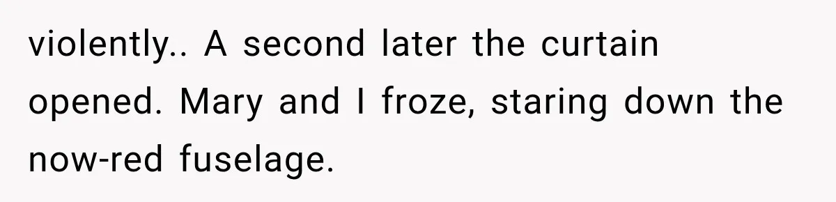 Man Wakes Up Mid-Flight Over an Endless Ocean, Then Realizes Every Clock Is Frozen at 4:03 AM violently.. A second later the curtain opened. Mary and I froze, staring down the now-red fuselage.