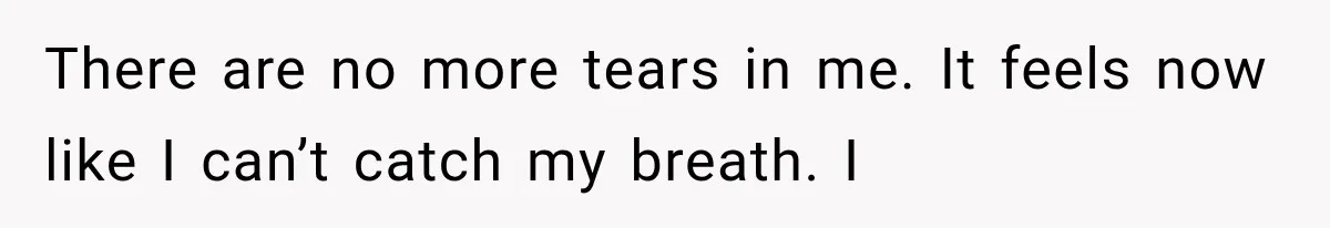 There are no more tears in me. It feels now like I can’t catch my breath. I