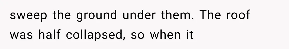 sweep the ground under them. The roof was half collapsed, so when it