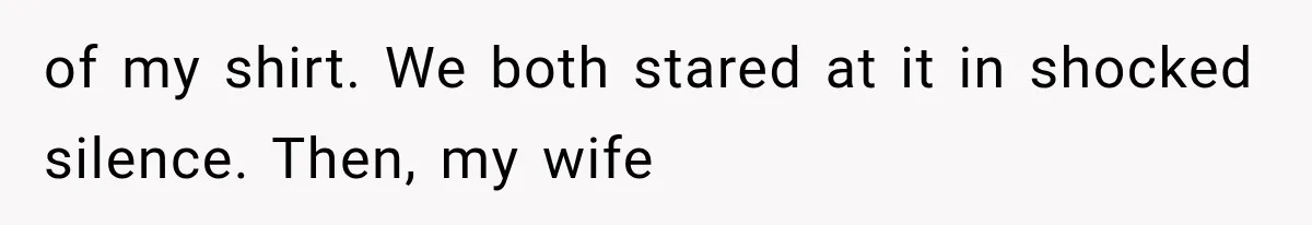 of my shirt. We both stared at it in shocked silence. Then, my wife