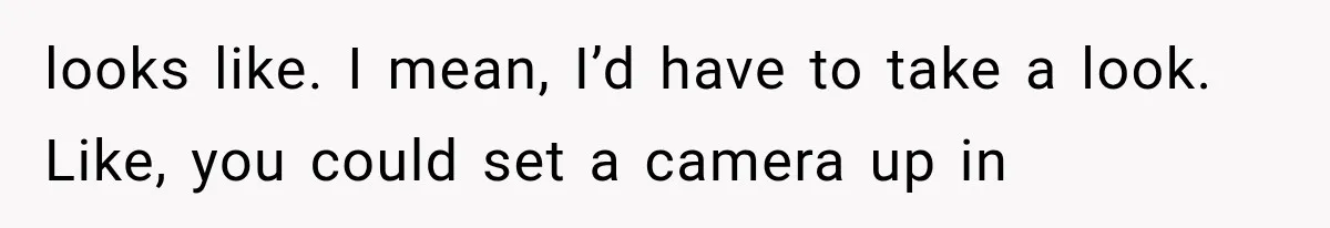 looks like. I mean, I’d have to take a look. Like, you could set a camera up in