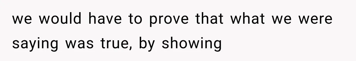 we would have to prove that what we were saying was true, by showing
