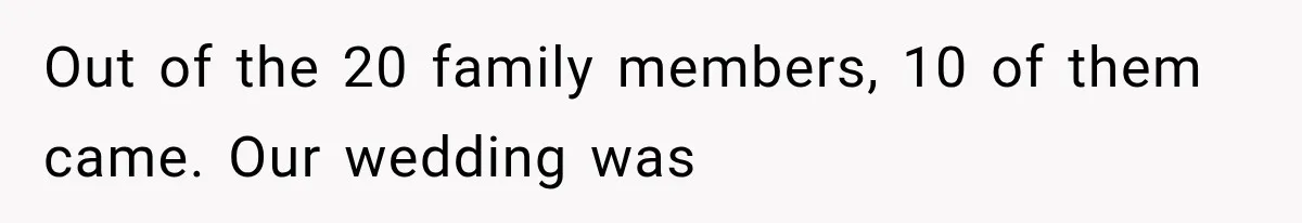 Out of the 20 family members, 10 of them came. Our wedding was