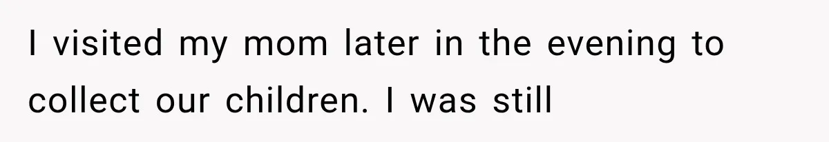 I visited my mom later in the evening to collect our children. I was still