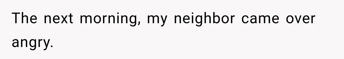 The next morning, my neighbor came over angry.