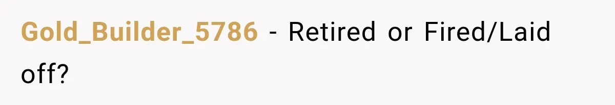 Gold_Builder_5786 − Retired or Fired/Laid off?