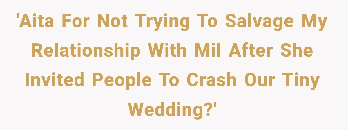 Bride Plans a 14-Person Wedding, Then MIL Secretly Invites Her Own Guests Anyway 'AITA for not trying to salvage my relationship with MIL after she invited people to crash our tiny wedding?'