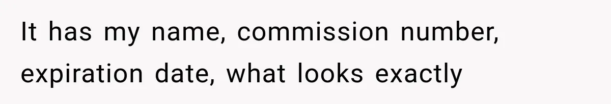It has my name, commission number, expiration date, what looks exactly