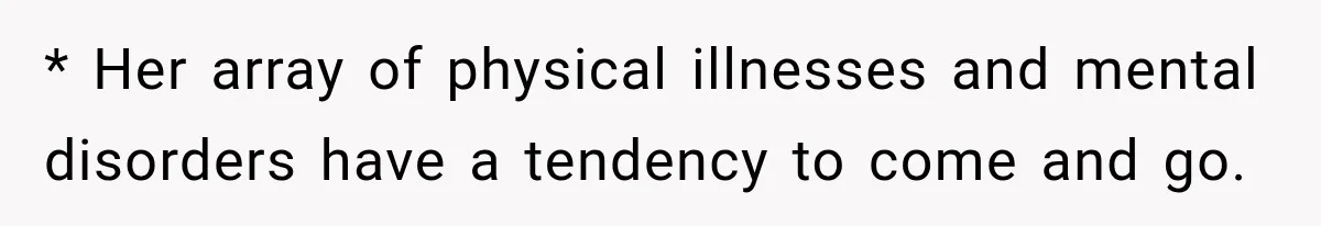 Woman Says Friend Keeps Claiming New Disorders, and She No Longer Knows How to Respond * Her array of physical illnesses and mental disorders have a tendency to come and go.