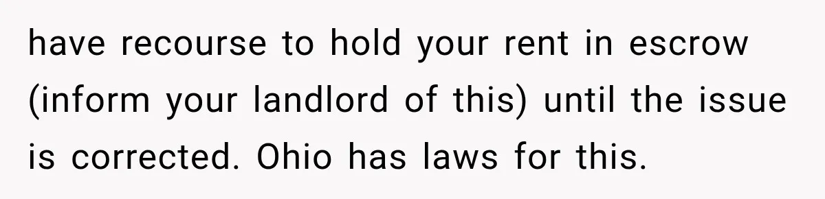 Tenants Rent a House With a Two-Car Garage, Then Discover Their Landlord Secretly Rented the Garage to Someone Else have recourse to hold your rent in escrow (inform your landlord of this) until the issue is corrected. Ohio has laws for this.