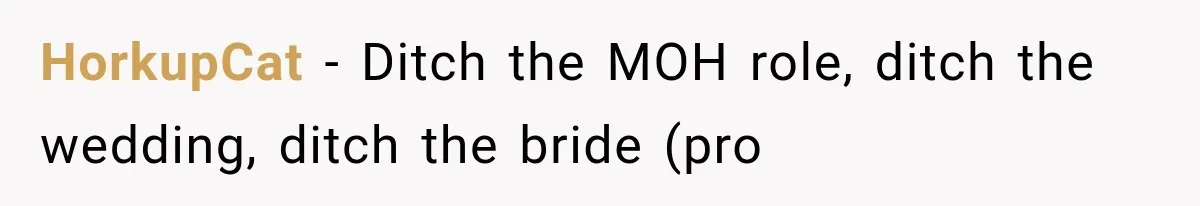 HorkupCat − Ditch the MOH role, ditch the wedding, ditch the bride (pro
