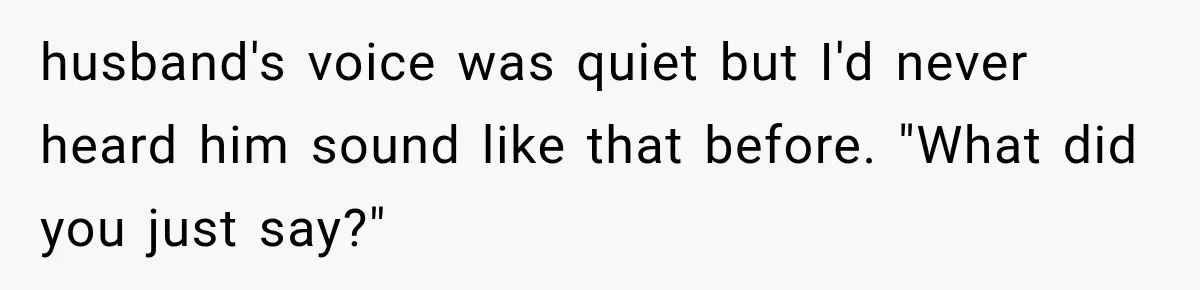 husband's voice was quiet but I'd never heard him sound like that before. "What did you just say?"