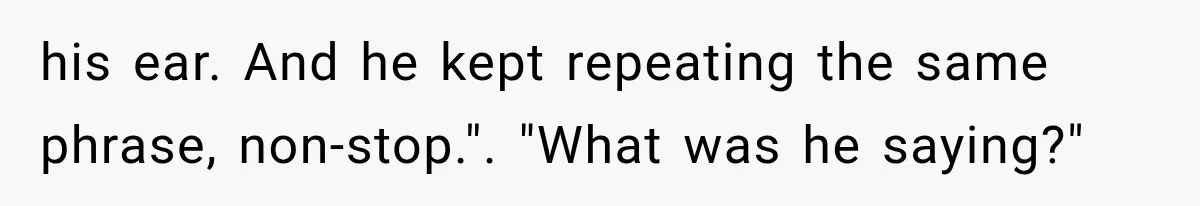 his ear. And he kept repeating the same phrase, non-stop.". "What was he saying?"