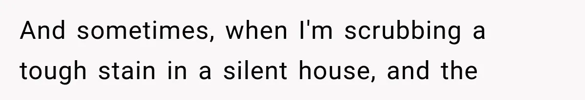 And sometimes, when I'm scrubbing a tough stain in a silent house, and the