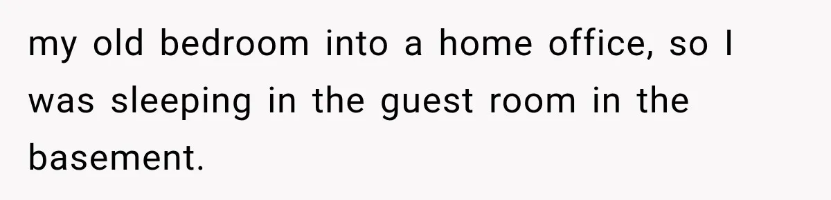 Woman Suspects Something Disturbing Between Her Mother and Brother, Then Secretly Comes Home Early and Confirms It my old bedroom into a home office, so I was sleeping in the guest room in the basement.
