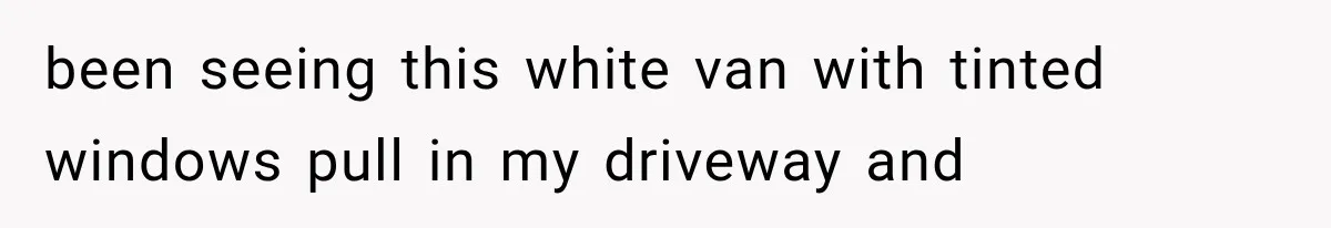 been seeing this white van with tinted windows pull in my driveway and