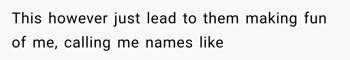 This however just lead to them making fun of me, calling me names like