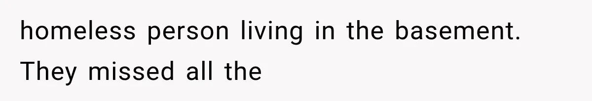 homeless person living in the basement. They missed all the
