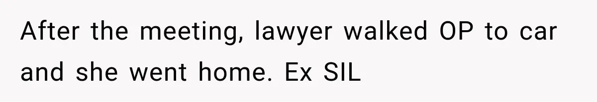 Mistress Posts Their Date Night Publicly — Wife Makes One Move Husband Never Saw Coming After the meeting, lawyer walked OP to car and she went home. Ex SIL