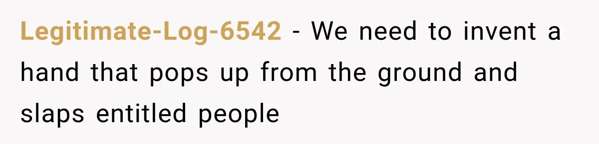 Legitimate-Log-6542 − We need to invent a hand that pops up from the ground and slaps entitled people