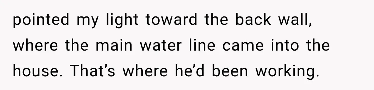Man Thinks His Retired Dad Is Acting Younger Then Finds His Real Father Buried in the Basement pointed my light toward the back wall, where the main water line came into the house. That’s where he’d been working.
