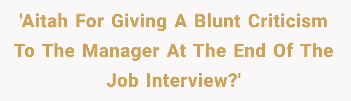 'AITAH for giving a blunt criticism to the manager at the end of the job interview?'