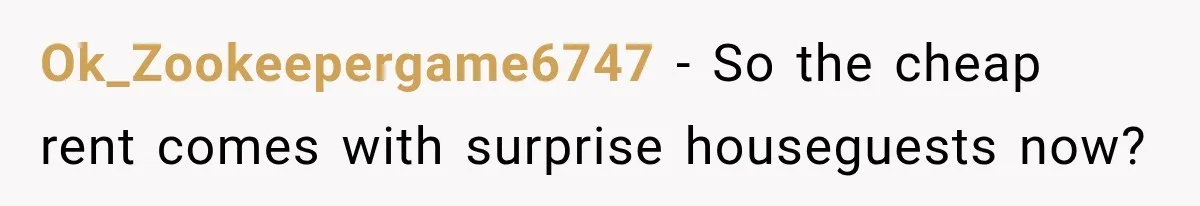 Ok_Zookeepergame6747 − So the cheap rent comes with surprise houseguests now?