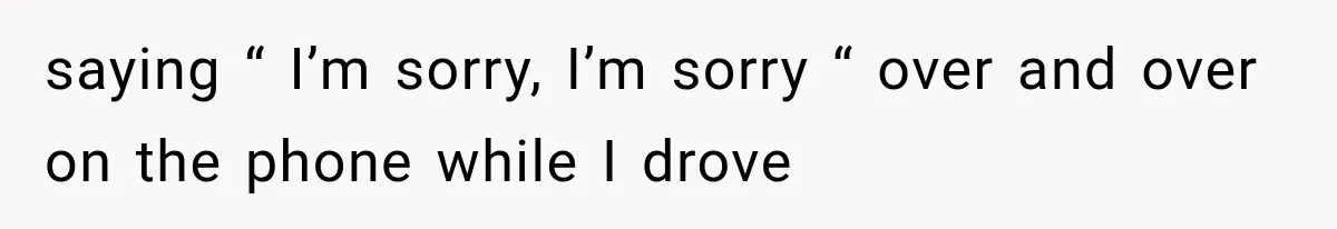 saying “ I’m sorry, I’m sorry “ over and over on the phone while I drove