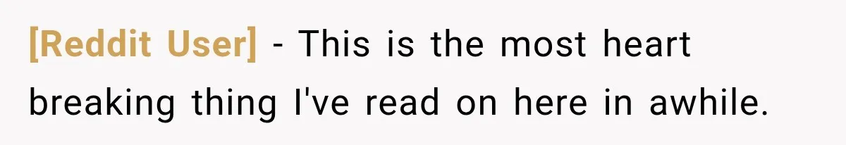 [Reddit User] − This is the most heart breaking thing I've read on here in awhile.