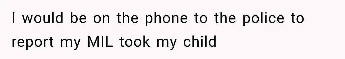 I would be on the phone to the police to report my MIL took my child