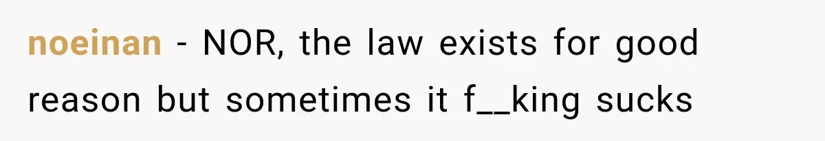 noeinan − NOR, the law exists for good reason but sometimes it f__king sucks