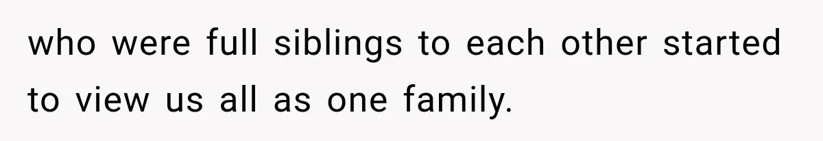 who were full siblings to each other started to view us all as one family.