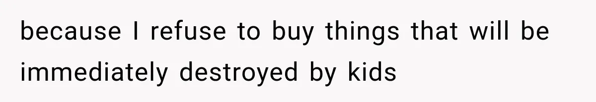because I refuse to buy things that will be immediately destroyed by kids