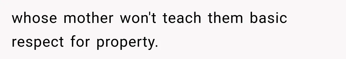 whose mother won't teach them basic respect for property.