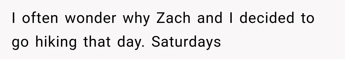 I often wonder why Zach and I decided to go hiking that day. Saturdays