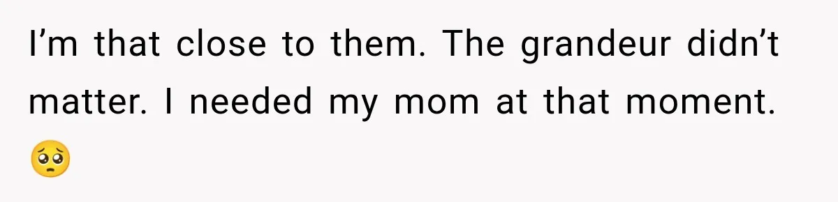 Pregnant Woman’s Future Mother-In-Law Thinks She’s The One Having A Baby I’m that close to them. The grandeur didn’t matter. I needed my mom at that moment. 🥺