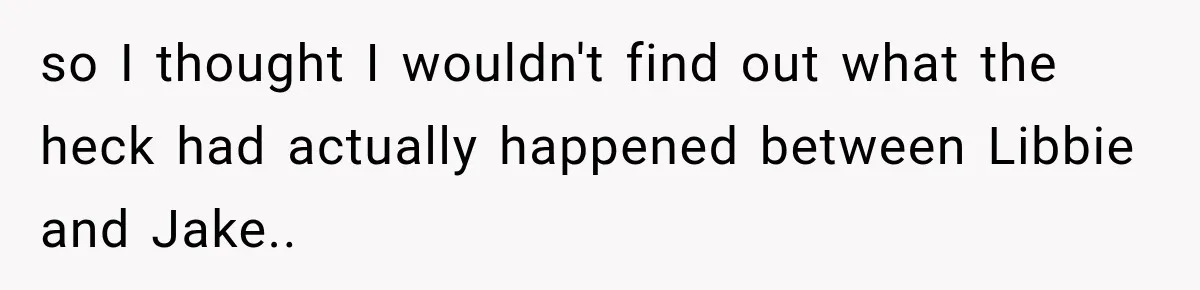so I thought I wouldn't find out what the heck had actually happened between Libbie and Jake..