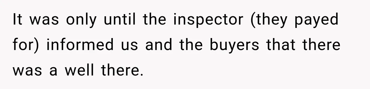 It was only until the inspector (they payed for) informed us and the buyers that there was a well there.