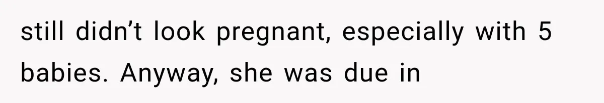 Pregnant SIL Shamed Her Birth Choices, Now Her “Perfect” Homebirth Is Falling Apart still didn’t look pregnant, especially with 5 babies. Anyway, she was due in