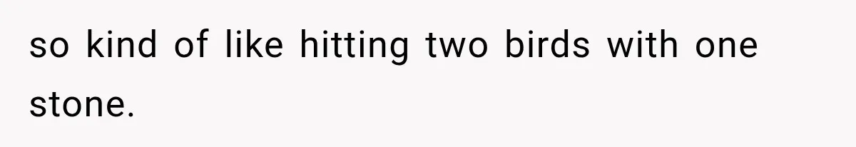 so kind of like hitting two birds with one stone.