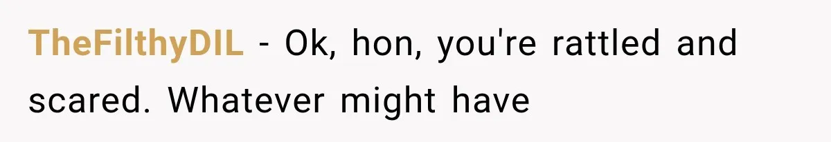 TheFilthyDIL − Ok, hon, you're rattled and scared. Whatever might have
